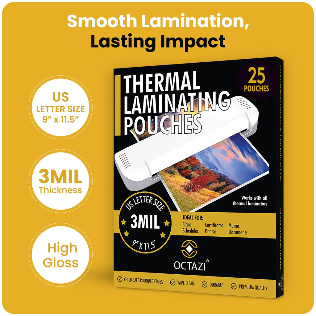 OCTAZI: Letter Size Thermal Laminating Sheets (3 Mil, 100-Count)