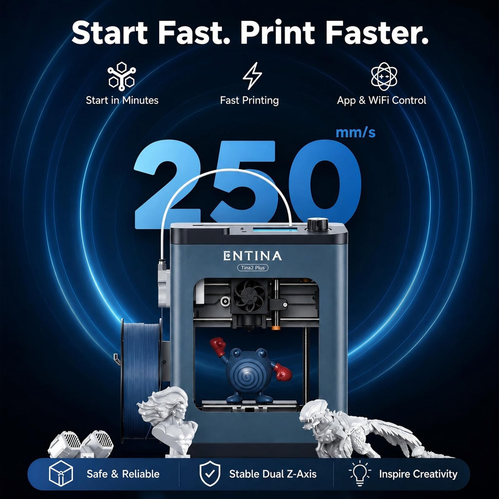 Entina Tina2C 3D Printer for Beginners, Fully Assembled Starter Mini 3D Printer, Start in 8 Mins, App & WiFi Control, Auto Leveling, 3500+ Model Library, 25+ Creative DIY Modules for STEM, Home