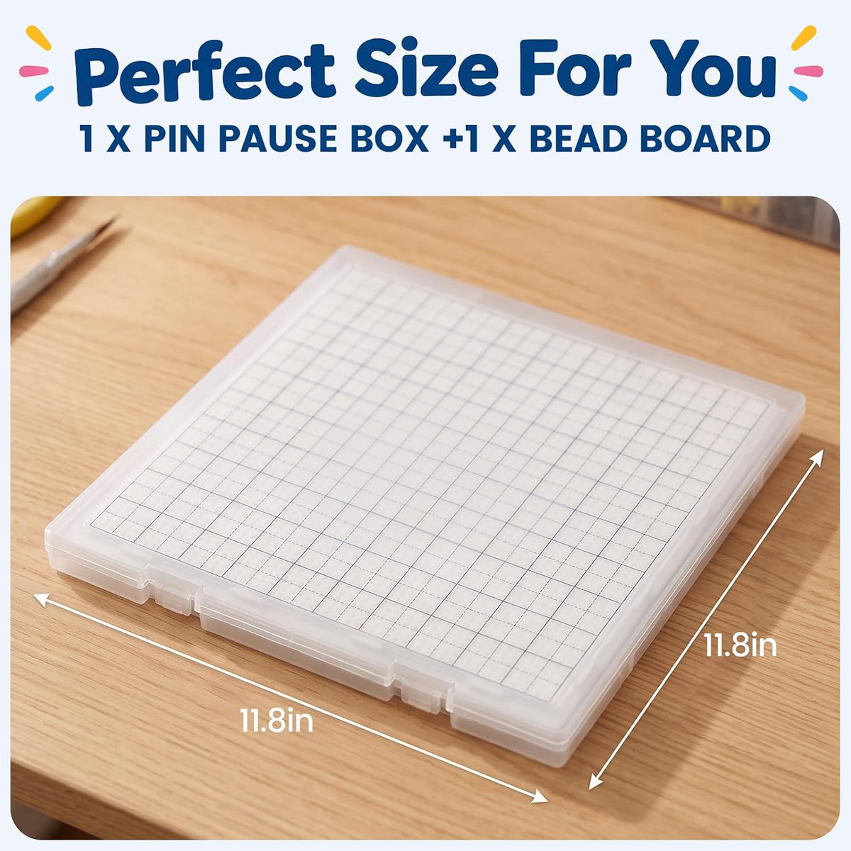 Large 104-Peg Fuse Beads Pause Box with Board – Spill-Proof WIP Keeper with Shockproof Sponge Pad, Portable Travel Craft Case for 2.6mm Beads, Compatible with 52, 78 & 104 Pegboards