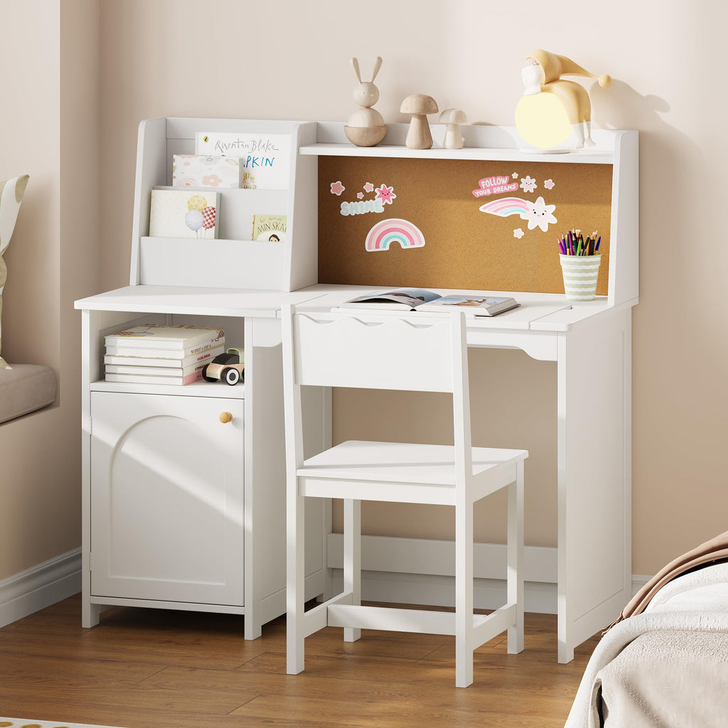 Treocho Kids Study Desk and Chair Set with Tiltable Desktop for 3-8 Years