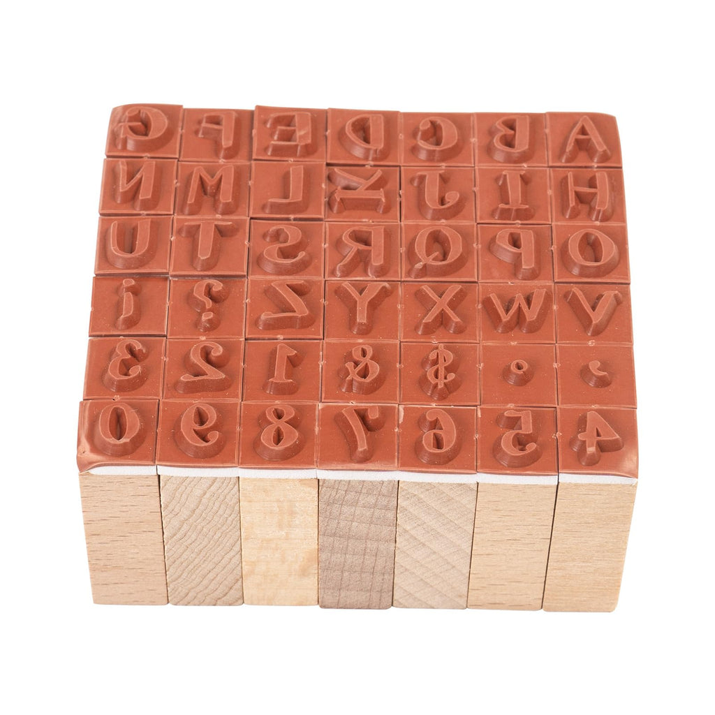 DIYOOHOMY 42-Piece Alphabet Letter Stamp Set – Lowercase, Numbers & Punctuation | Wood & Rubber