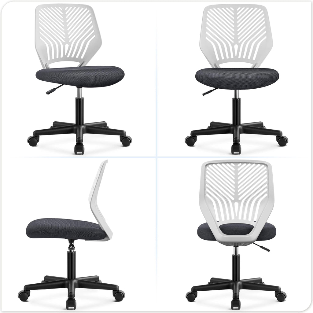 Yaheetech Small Desk Chair, Armless Adjustable Swivel Seat, Green