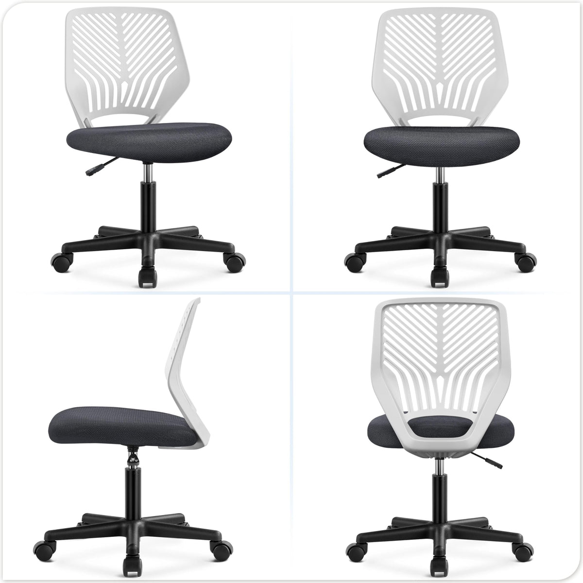 Yaheetech Small Desk Chair, Armless Adjustable Swivel Seat, Green