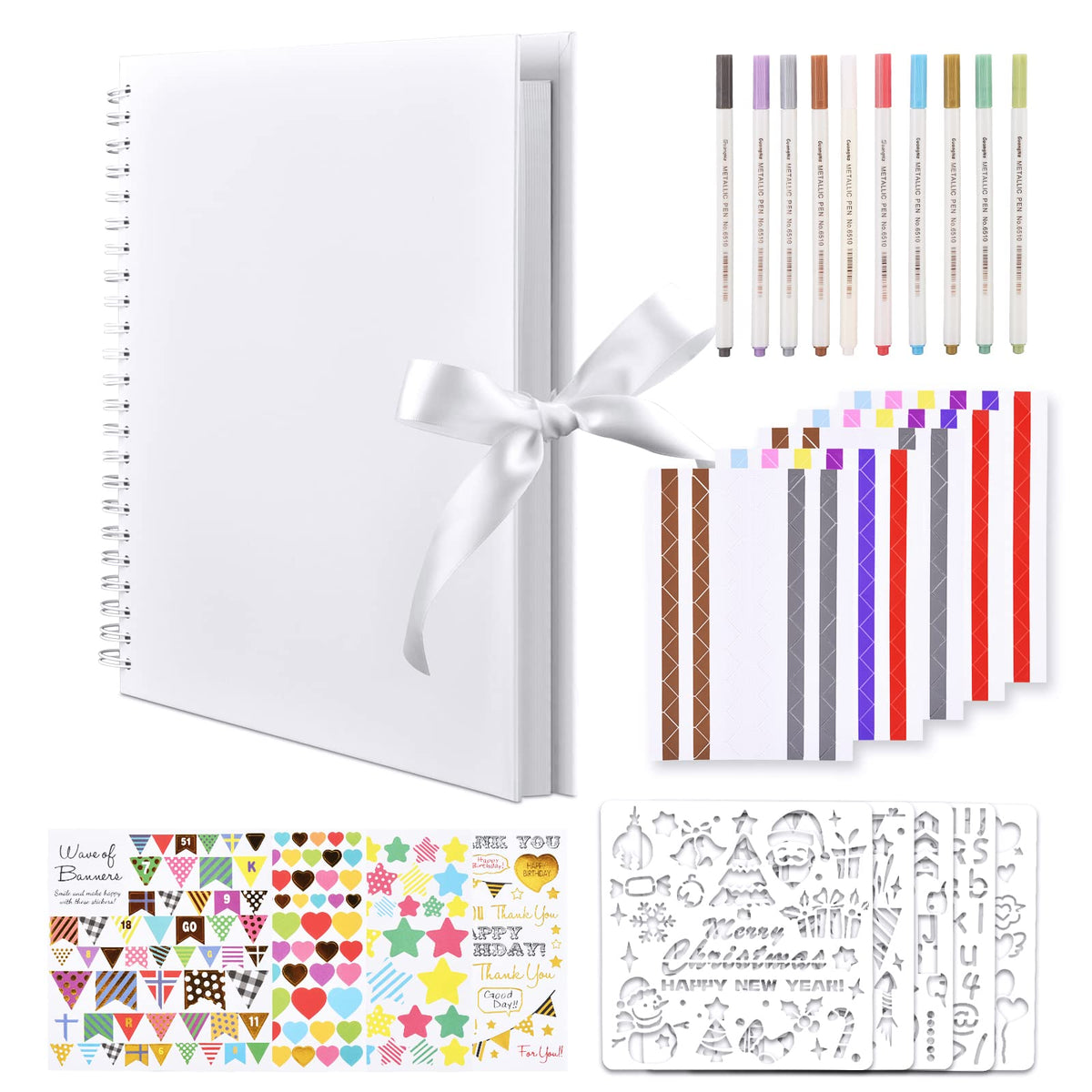 GOTIDEAL: Scrapbook Album with Metallic Markers & Photo Corners (Multiple Sizes & Colors)