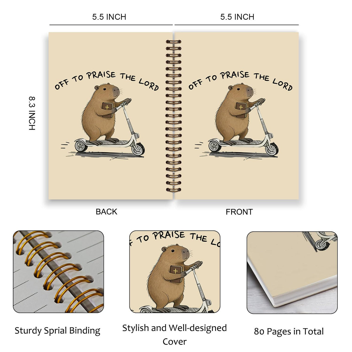 Frog Notebook, Frog Office Supplies, Cute Spiral Journal for Teens
