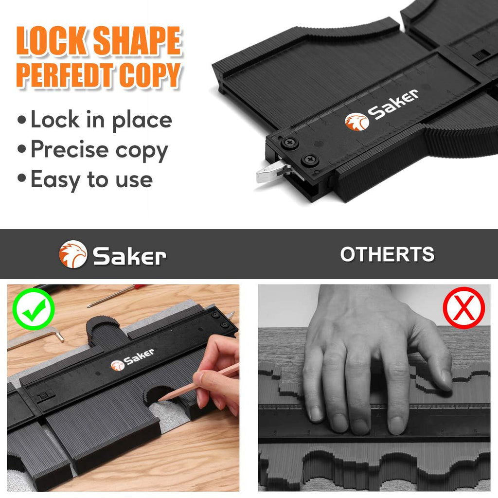 Saker Contour Gauge Duplication-Adjustable Lock-Precisely Copy Irregular Shape-Irregular Woodworking Tracing-Must Have Tool for DIY Handyman Men Husband Dad 10 Inch+5 Inch