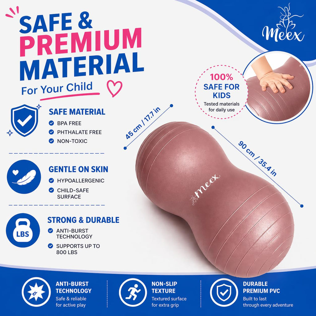 Meex Sensory Peanut Ball for Kids Therapy and Exercise - Enhance Balance, Motor Skills and Physical Therapy Calming Development with Our Yoga Ball - Flexible Seating for Autistic Children