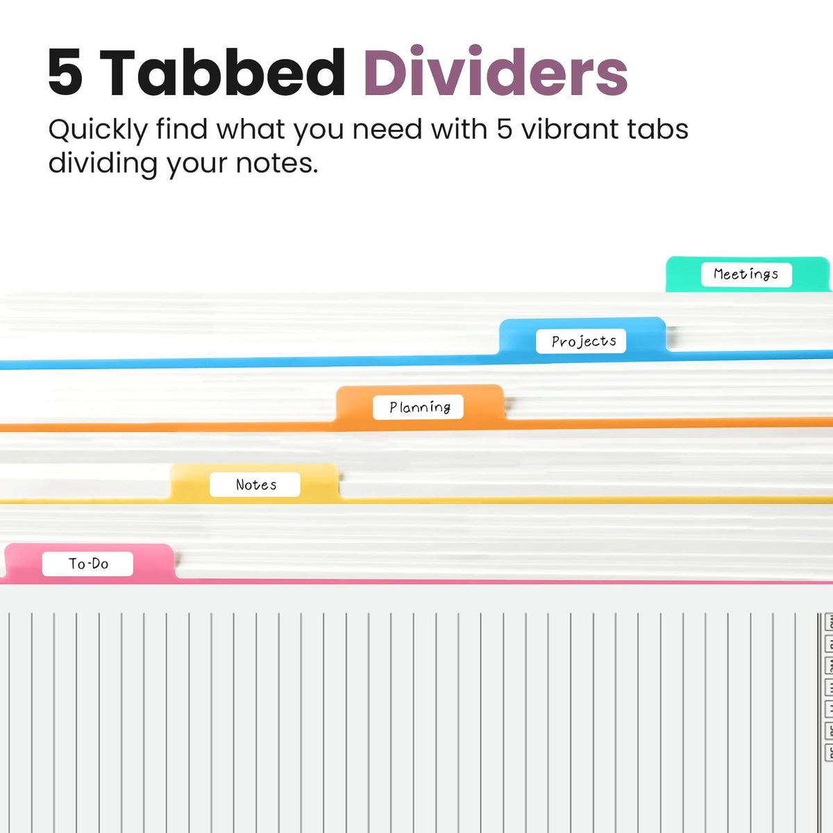 Taja Spiral Notebooks for Work 5 Subject Notebook with Removable Dividers