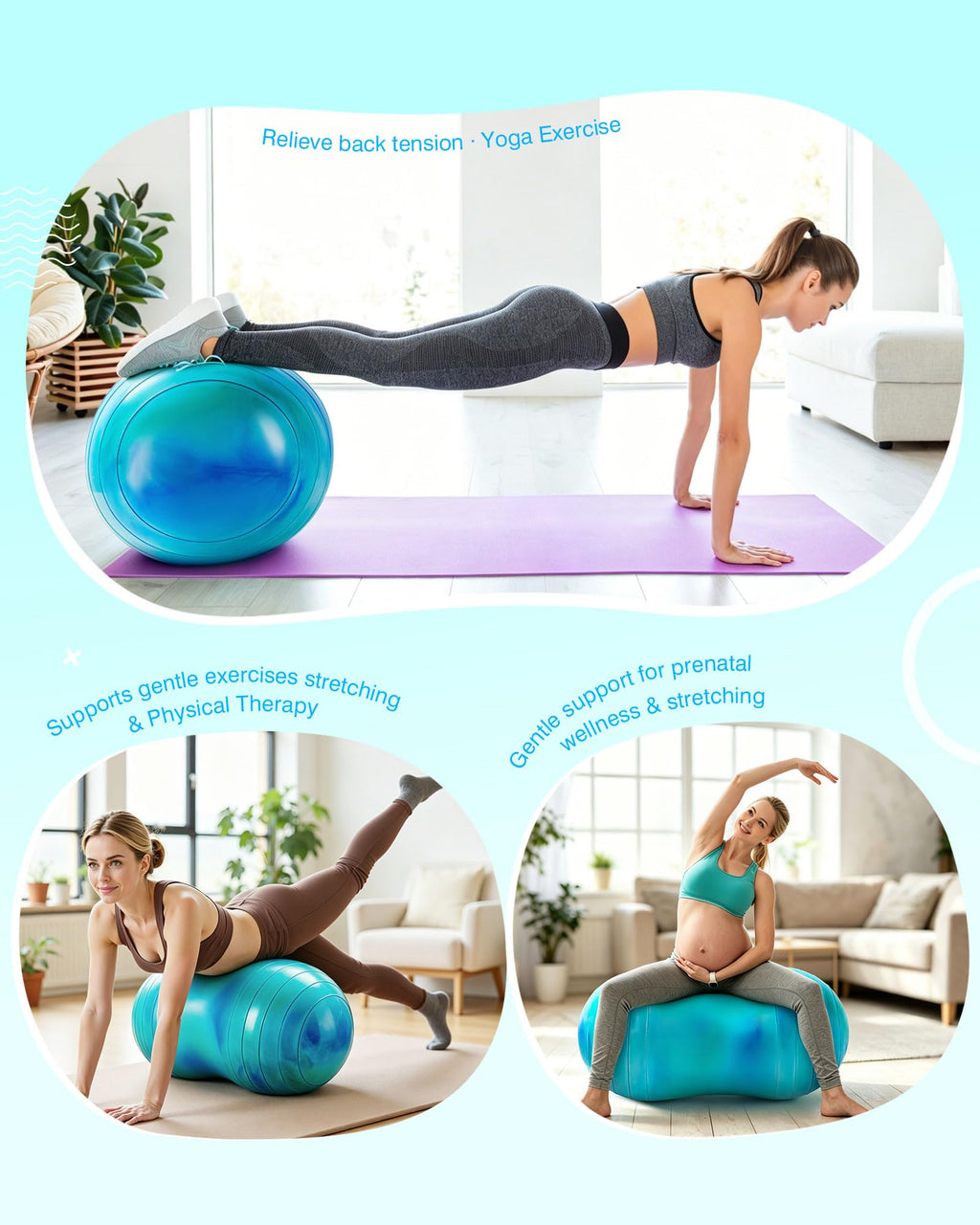 ZOOJOY Peanut Ball for Kids and Adults, 18/20Inch Anti-Burst Exercise Ball