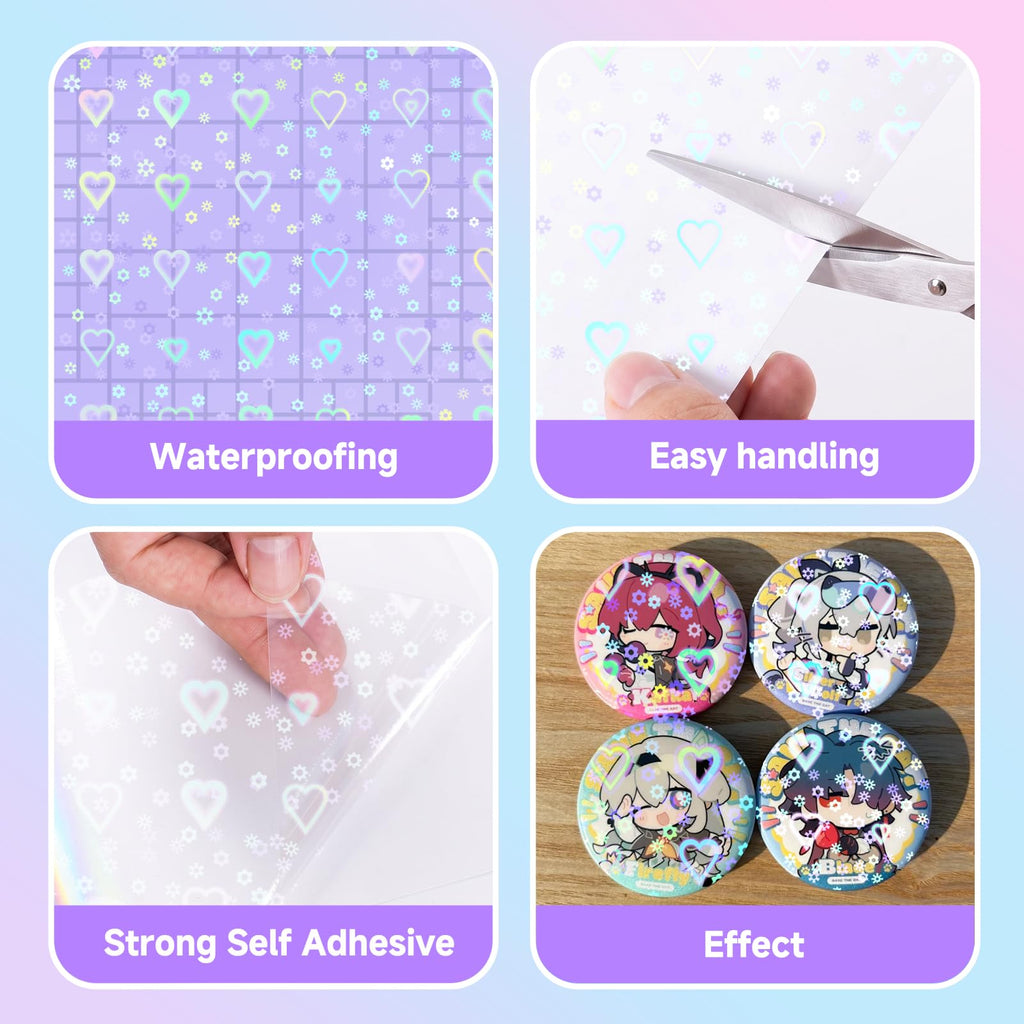 36 Sheets Holographic Laminating Sheets Clear Self Adhesive Sticker Paper