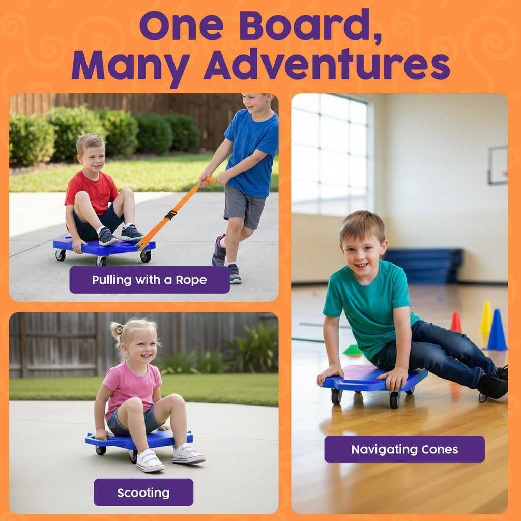Hurtle Heavy Duty Gym Floor Scooter Board with Safety Handles - PE & Sensory Equipment