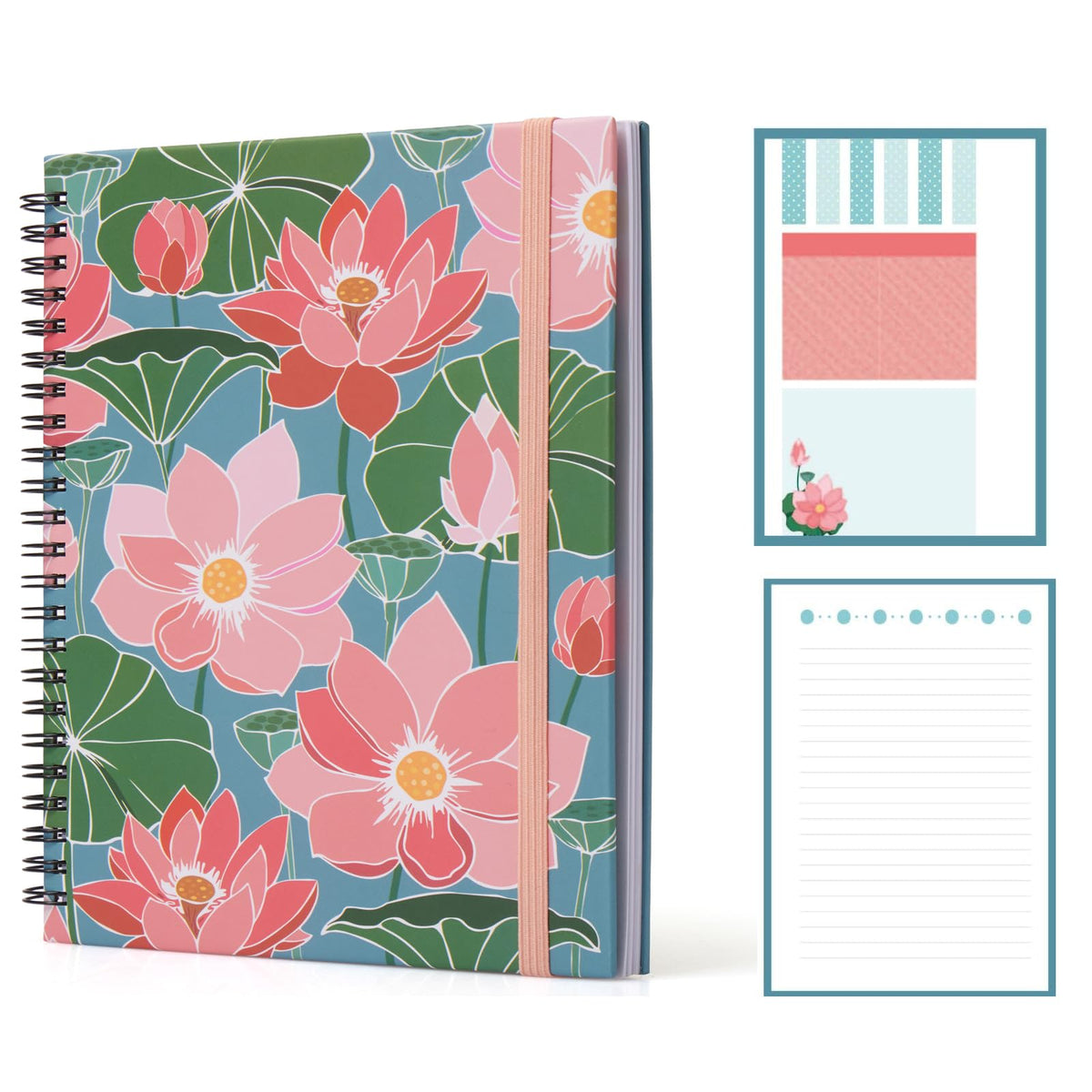 A5 Spiral Sticky Notebook,with 9 pads of decorated sticky notes and a handy notebook,for Bible study;Note Pads Teacher Appreciation Gift Writing Memo Pads School Office Supplies and Daily Life Organization (Daisy)