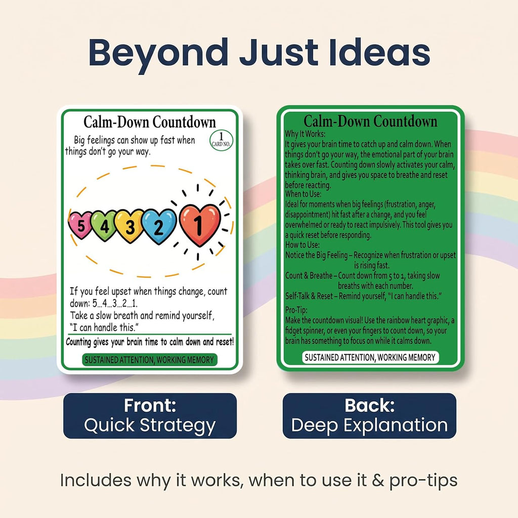 ADHD Coping Skills Cards for Kids, Teens & Adults, 63 Pcs/Set, Ages 5+