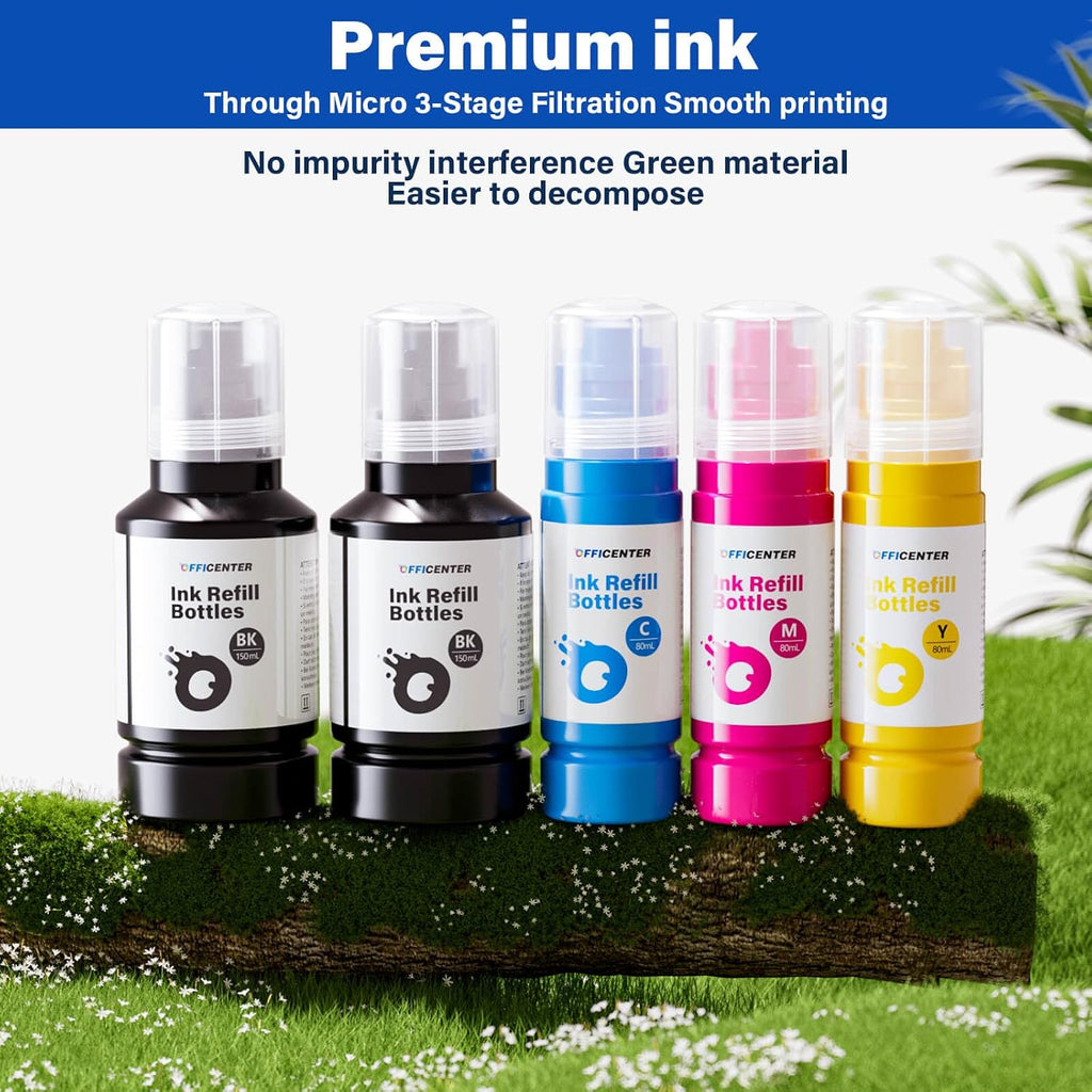 OFFICENTER Compatible Ink Refill Bottles for ET2760 ET-4760 ET2750 ET-3760 ET-2850 ET-15000 ST-4000 ST-2000 ET-3710 ET-3850 ET-3750 ET-4850 ET-3830 ET4750 ET2700 ST3000 ET3700 Printer(2BK C M Y)