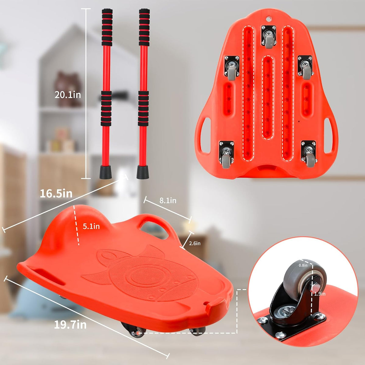 LLYJJKUWL Large Scooter Board with Handles - PE & Sensory Training Equipment