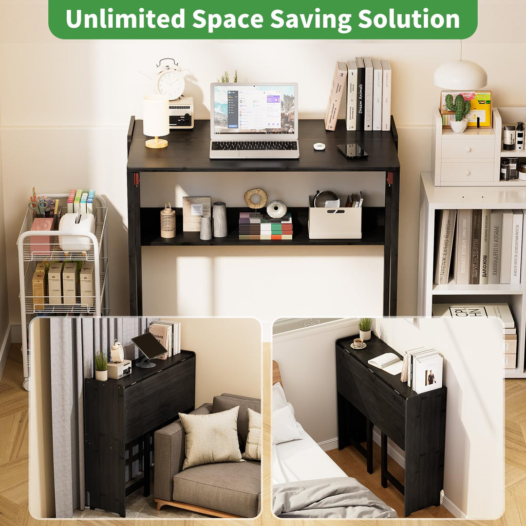 Dezyfurni Bamboo Folding Student Desk with Storage