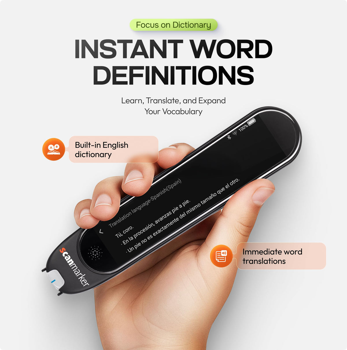 Scanmarker Pro | Translation Pen & Reading Pen for Kids & Adults | Assistive Tool & Language Translator Device for Dyslexia, Reading Support & Language Learners | Translator Pen for 100 Languages