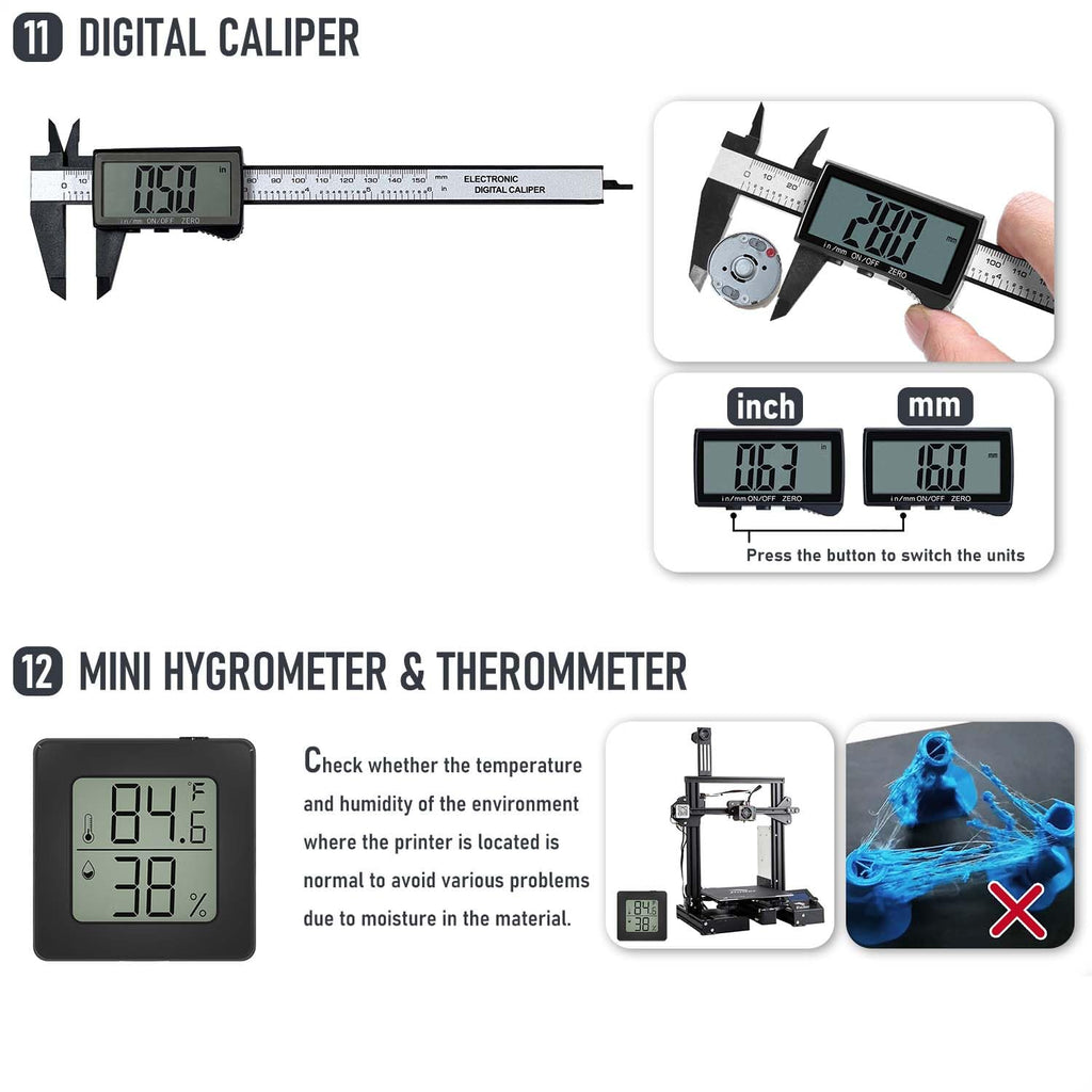 3D Printer Tools Kit, Quality 3D Printing Tool Kit for Model Finishing/Deburring/Drilling, 3D Printer Accessories for All FDM/SLA Printers Removing Support, Cutting Filament, Cleaning Nozzle
