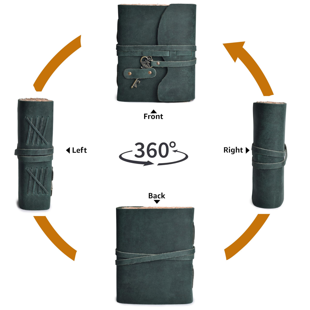 LEATHER VILLAGE Vintage Leather Journal Key Lock, Teal 6x4.