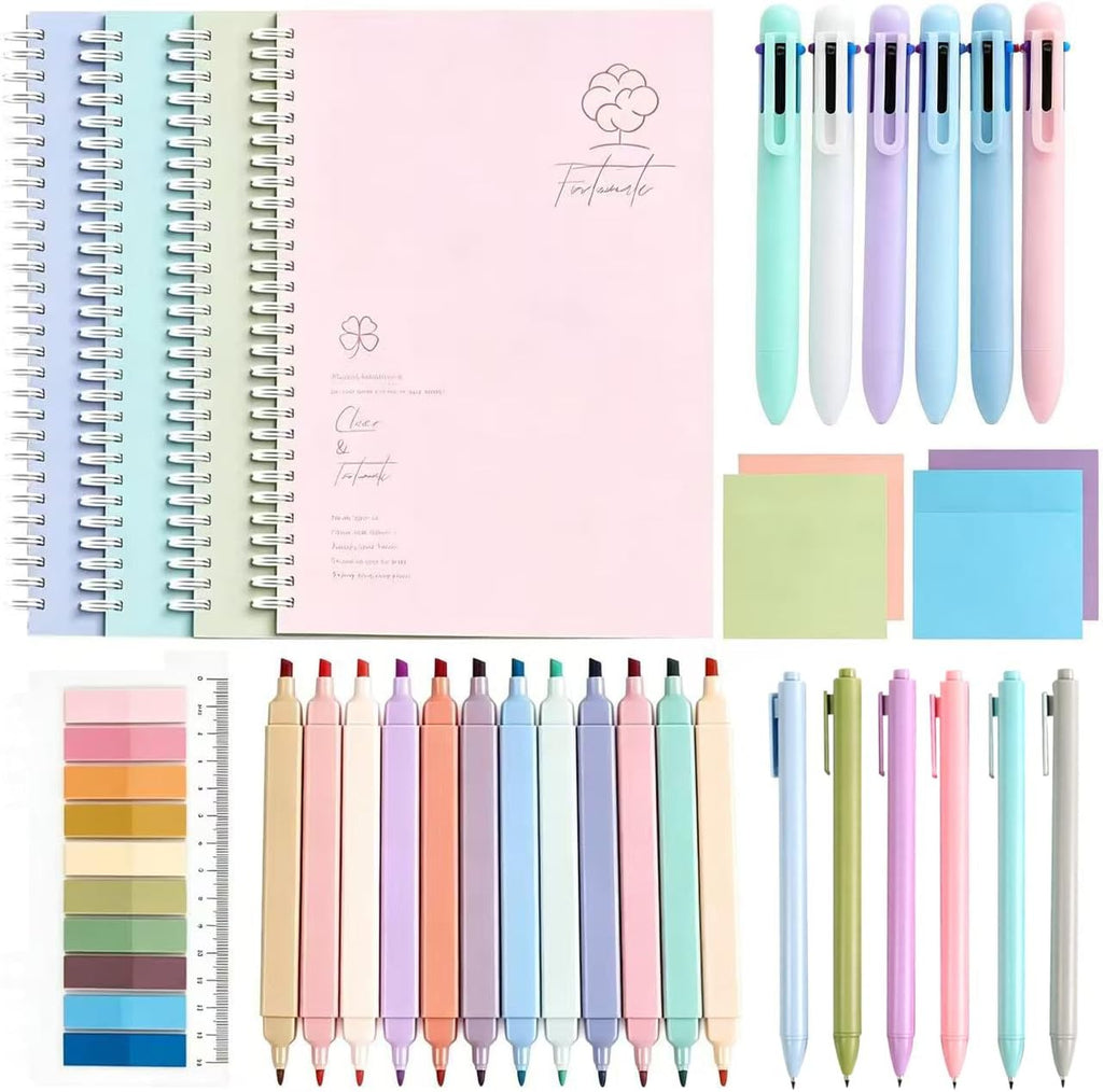 33 Pcs Cute Spiral Notebook Stationary Set for Women