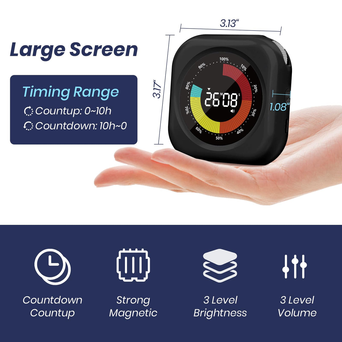 Visual Timer for Kids, Rechargeable 10-Hour Countdown/Up Timer