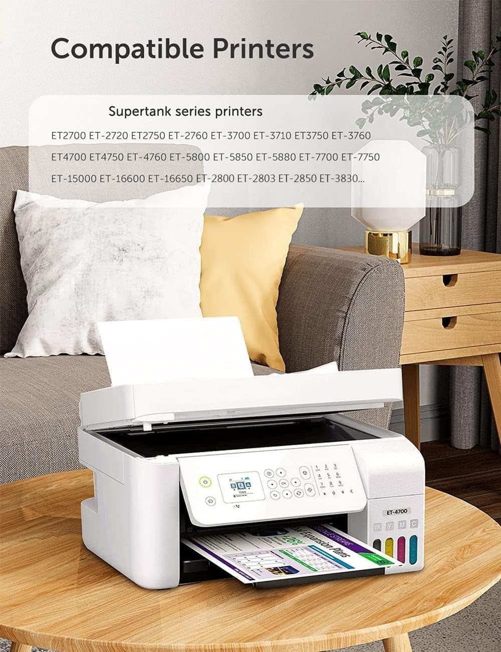 Hiipoo Sublimation Ink Refilled Bottles Work with ET-2800 ET-2903 ET-2980 ET-4800 ET-15000 ET-2803 ET-2850 ET-3760 ET-4760 Inkjet Printer Heat Press Transfer on Mugs T-Shirts Pillows Phone Case