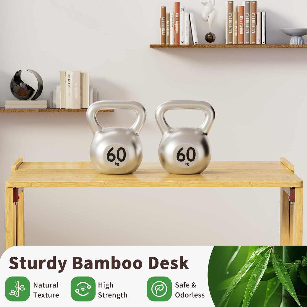 Dezyfurni Bamboo Folding Student Desk with Storage