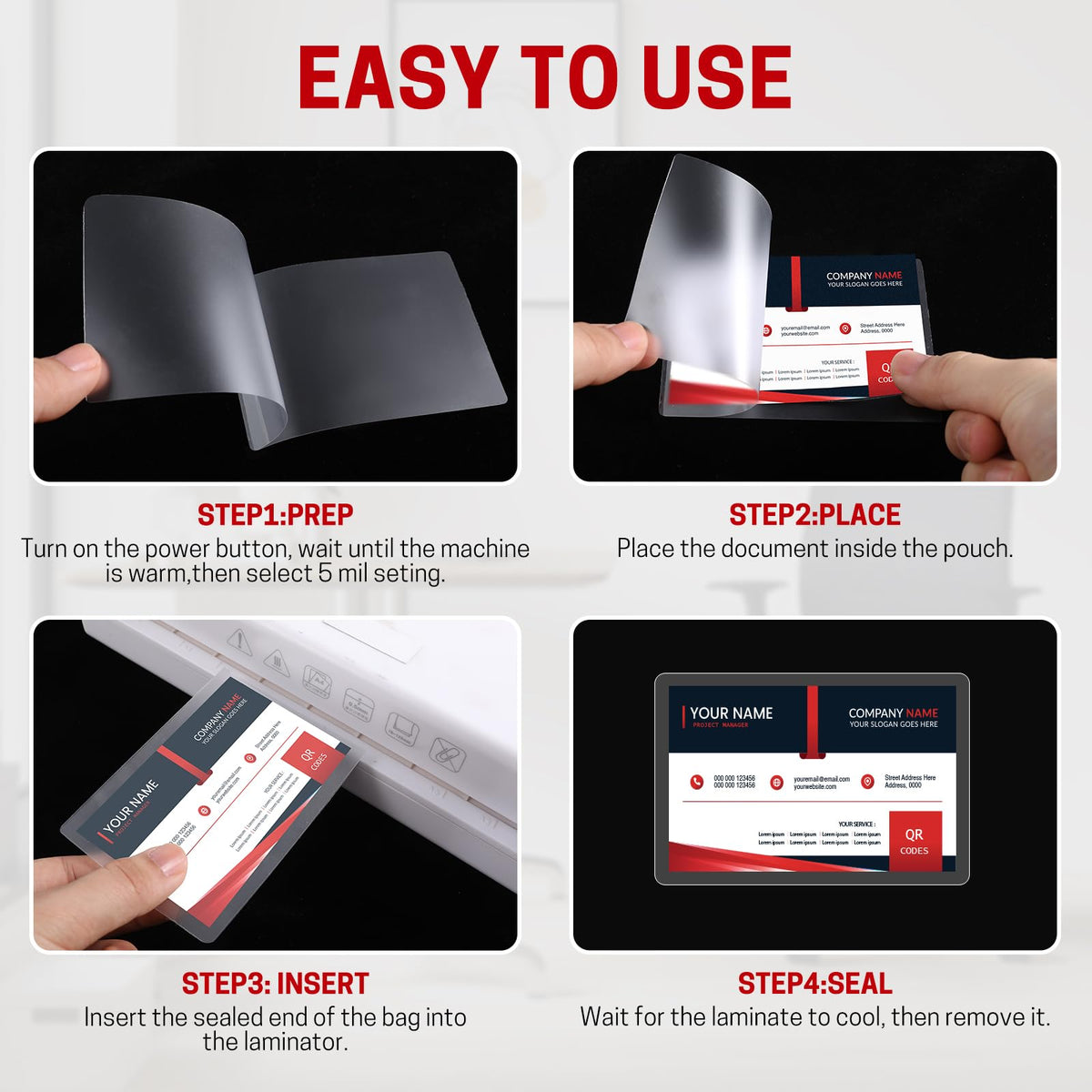 CAREGY: 200-Count Business Card Size Laminating Pouches (5 Mil)