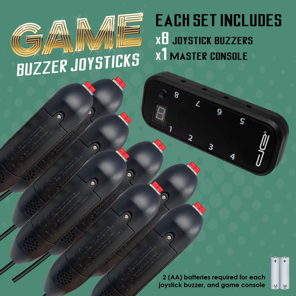 Digital Energy Handheld Game System - Console Displays First Buzz-in - Great for Jeopardy, Family Feud, Trivia and Buzzer Games - Console with 4 Joystick Buzzers