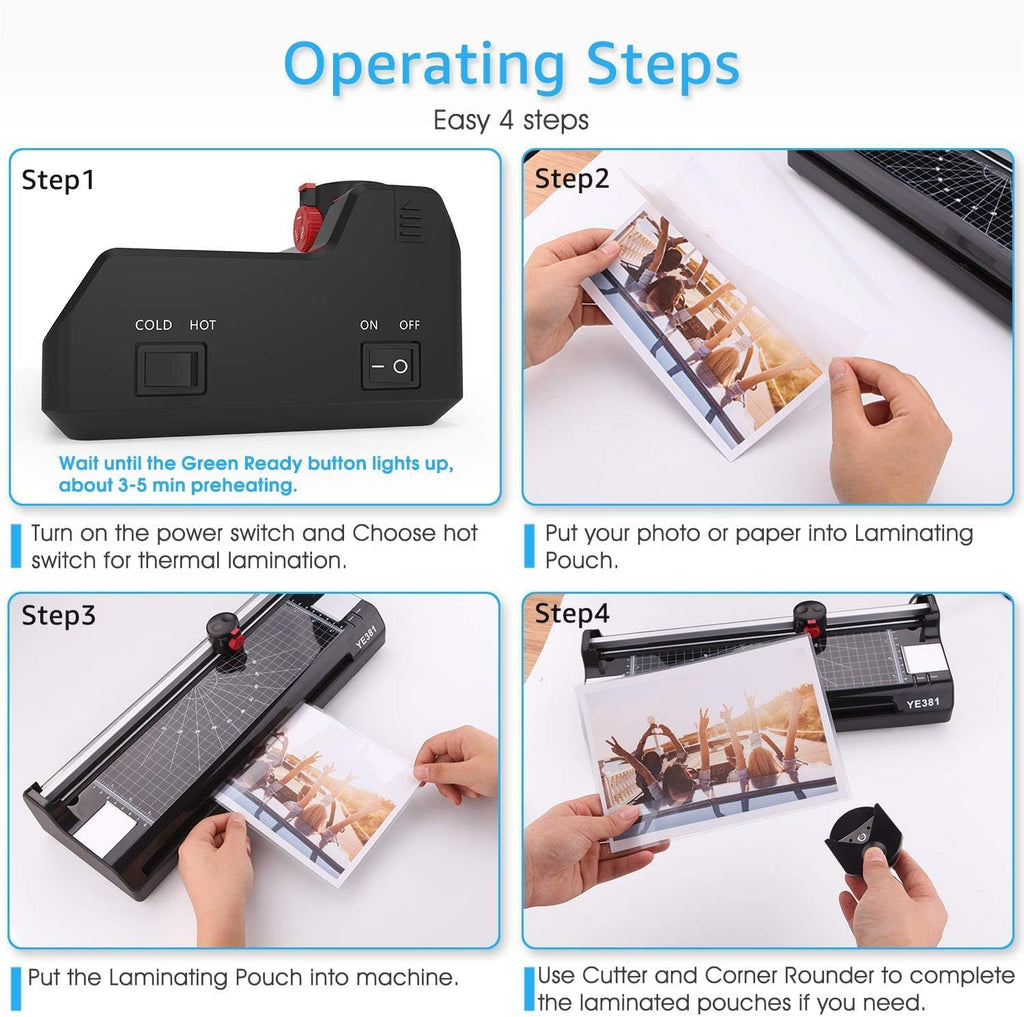 13" Thermal & Cold Laminator with Pouches, Trimmer & Corner Rounder