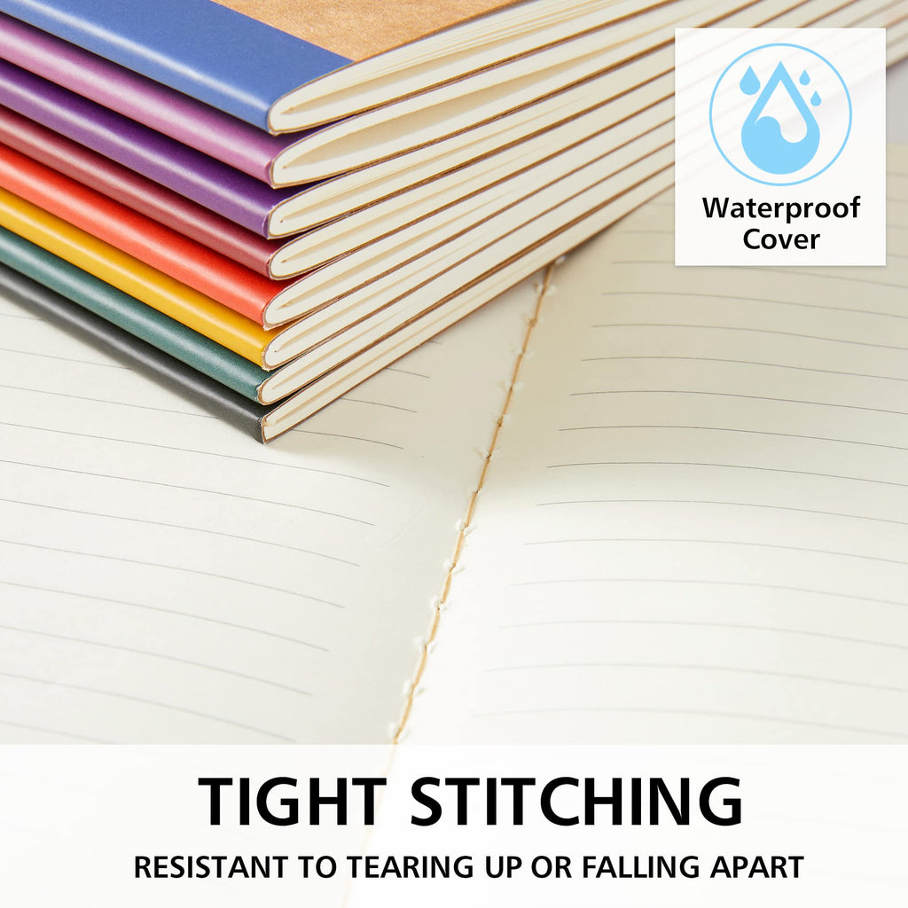 Feela 56-Pack A5 Kraft Notebooks – 60 Pages, Lined | Rainbow Spine Bulk Journal Set for Classrooms & Junk Journaling