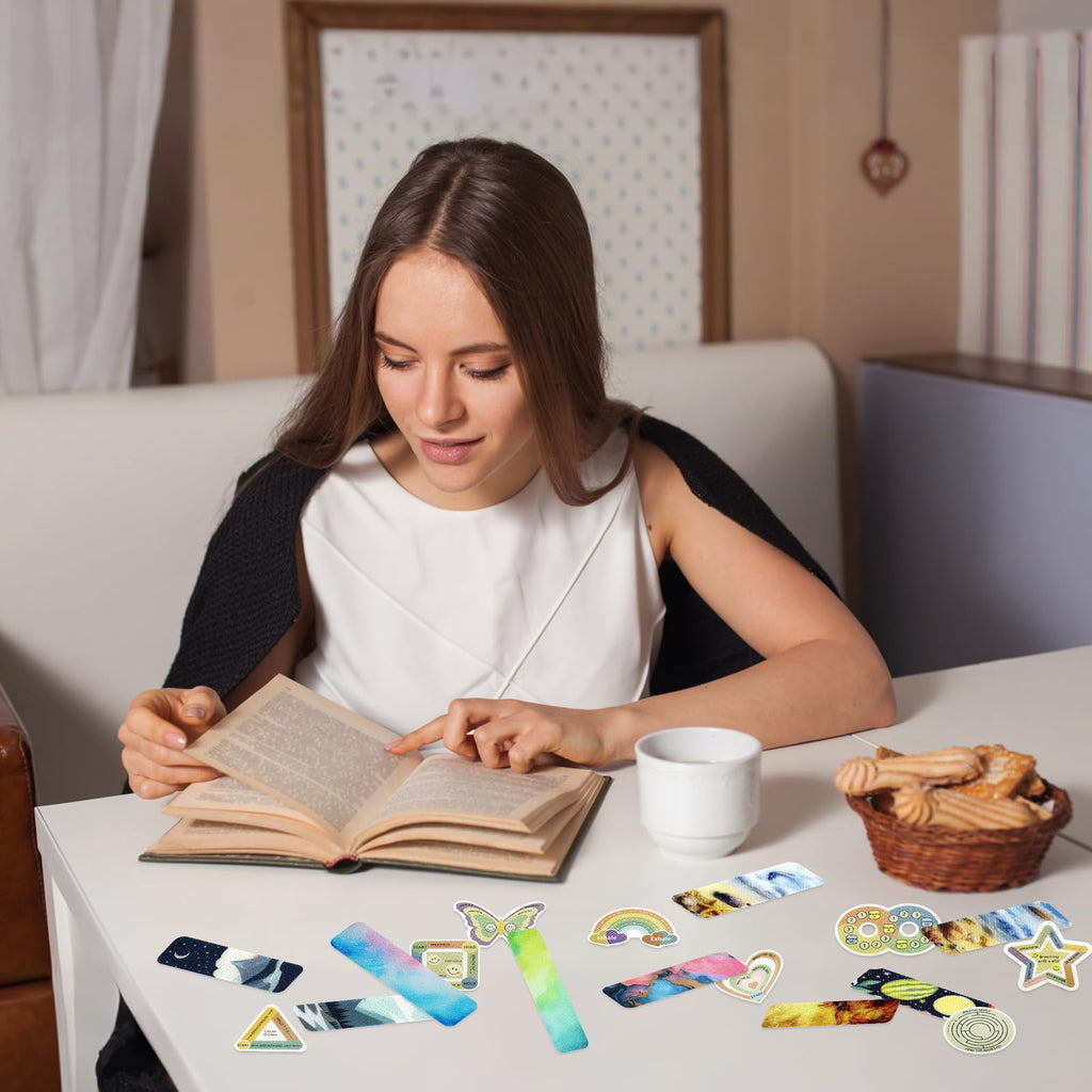 108 Pieces Sensory Stickers - 2 Textured Surface Sensory Stickers with Storage Box - Fidget Strips for Adults, and ADHD - Anxiety Relief Mindfulness Stickers for Office Desk