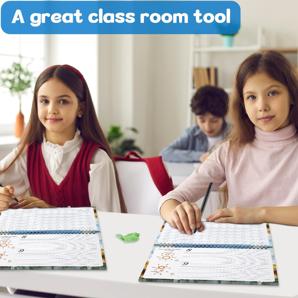 Grooved Cursive Handwriting Workbook Magic Reusable Grooved Cursive Handwriting Practice Guided Tracing with Disappearing Ink Pens for Beginners Kids Learning Activities Supplies (Letters)