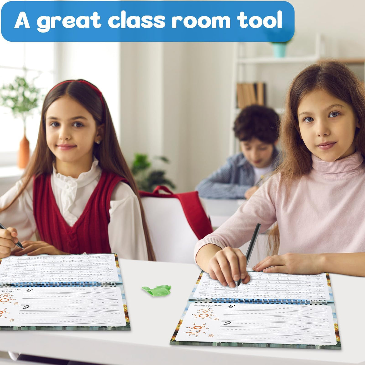 Grooved Cursive Handwriting Workbook Magic Reusable Grooved Cursive Handwriting Practice Guided Tracing with Disappearing Ink Pens for Beginners Kids Learning Activities Supplies (Letters)
