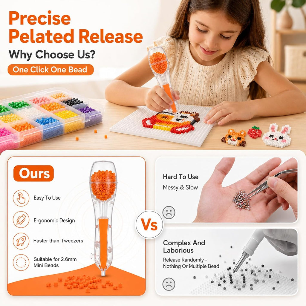 cobee Fuse Bead Pen with 4 Bottles, 2.6mm Mini Fuse Beads Dispenser Tool