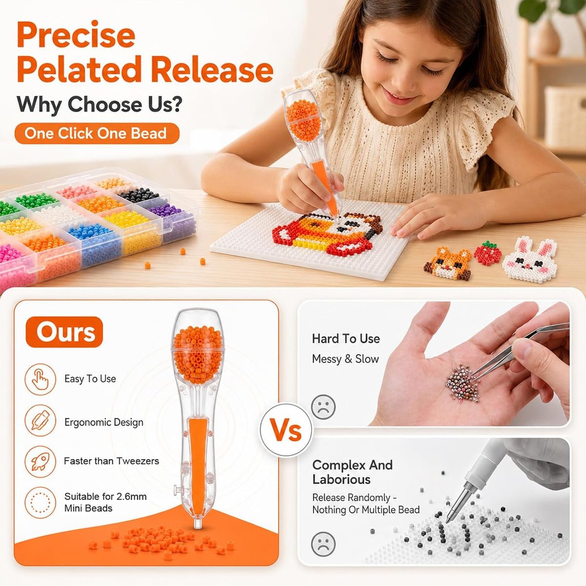 cobee Fuse Bead Pen with 4 Bottles, 2.6mm Mini Fuse Beads Dispenser Tool
