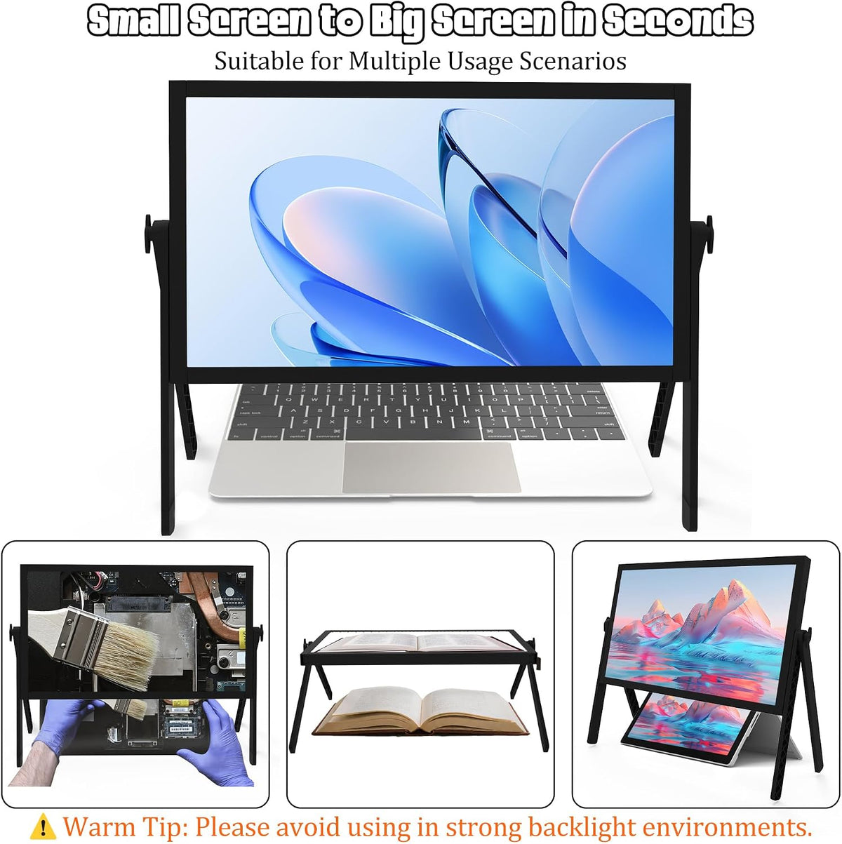 21" Screen Magnifier for Laptop, 3D HD Screen Expanders for Movies, Videos, and Gaming,Screen Enlarger with Adjustable Angle and Foldable Design Amplifier Desktop Magnifying for Seniors Reading