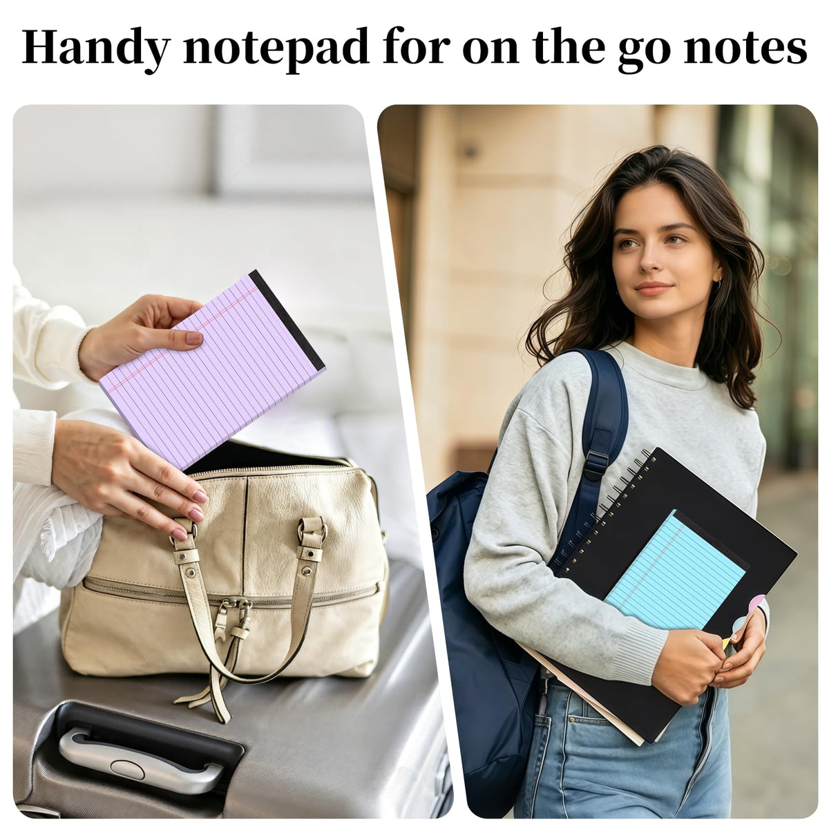 7 PCS Note Pads 5x8 Small Legal Pads 210 Sheets, Perforated Small Notebook Notepad 5 x 8 ,College Ruled Lined Paper Pads 80GSM, Mini Hard Backing Writing Pads Memo for Work School &Office Supplies-Multicolor