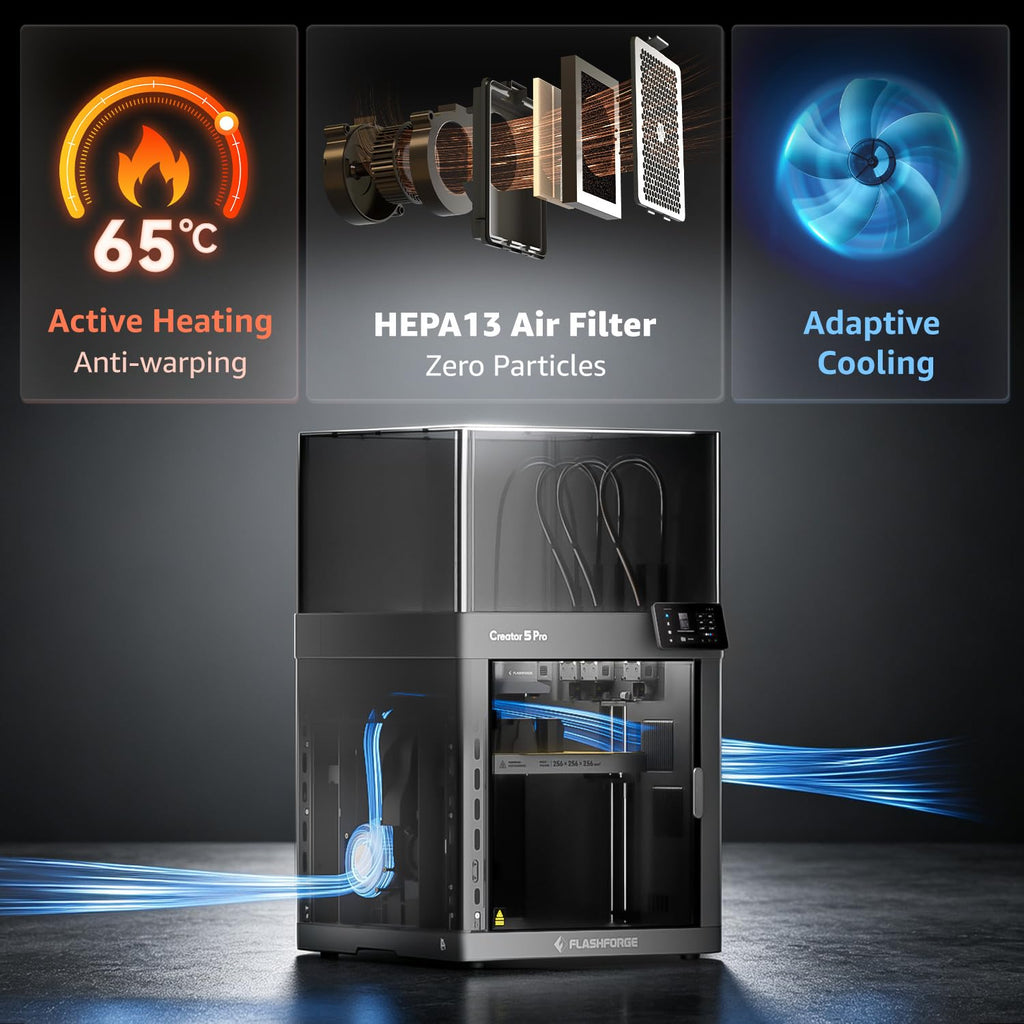 Flashforge Adventurer 5M 3D Printer for Beginners, 600mm/s Fast Printing, Direct Drive (280°C), Auto-Leveling, 8.7"x8.7"x8.7" PEI Build Plate - Ideal for Home, School & Makers