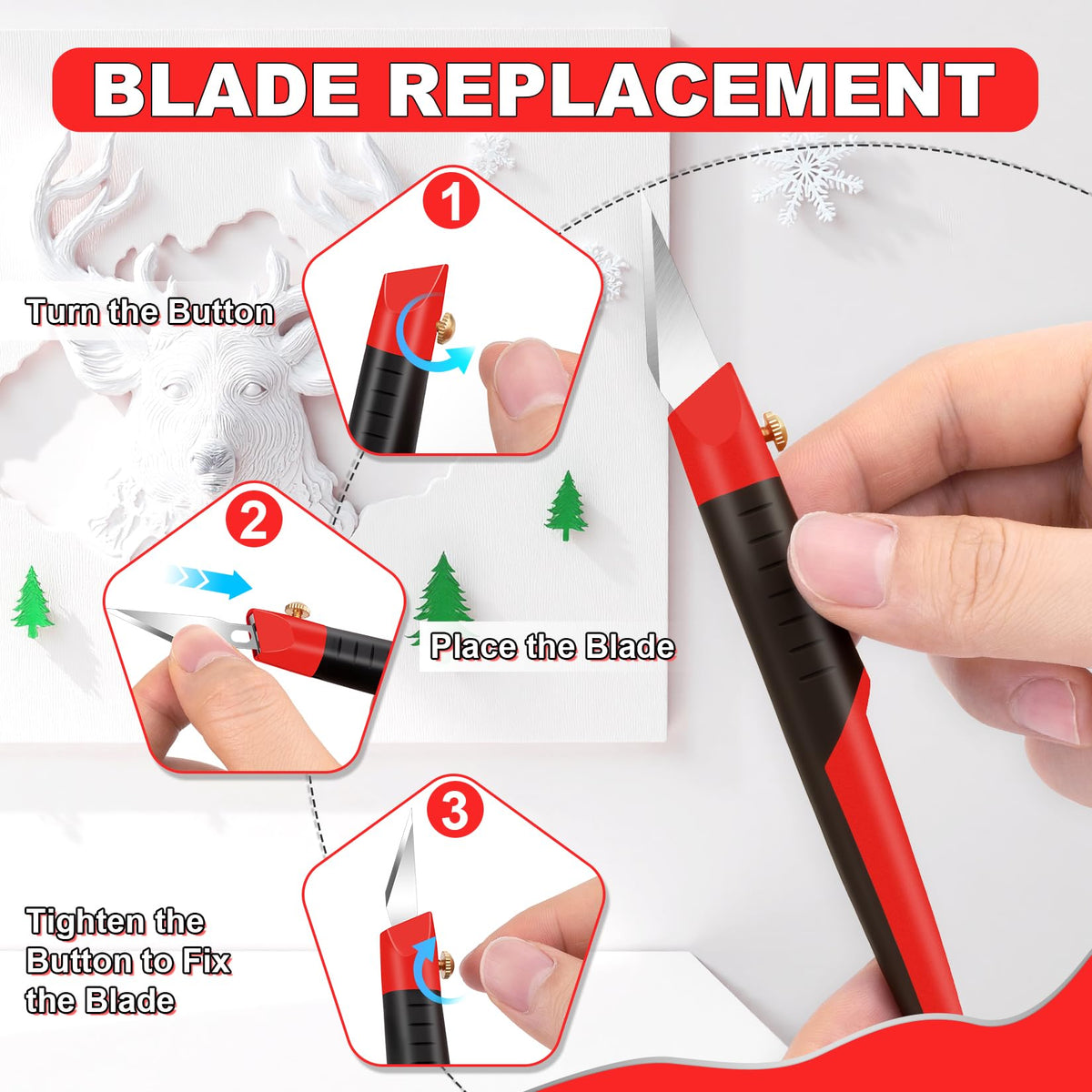 DIYSELF Craft Hobby Knife Set with 10 Extra #11 Blades, 6-Inch Metal Ruler
