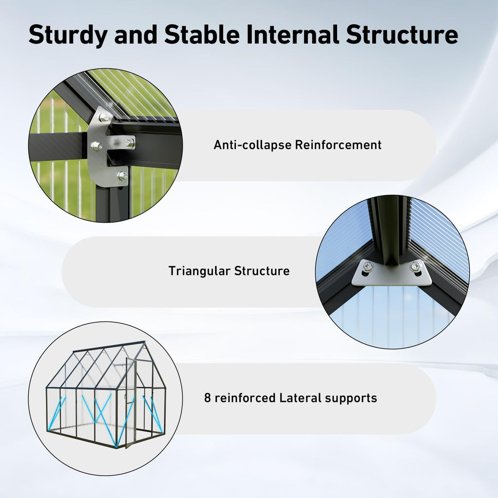 Windproof Tunnel Greenhouse with Thermometer (Multiple Sizes)