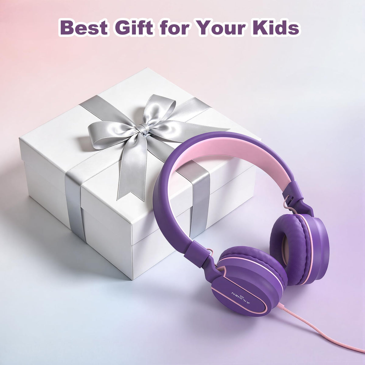 AILIHEN I35 Kids Headphones for School with Mic, 93dB Volume, Green Purple