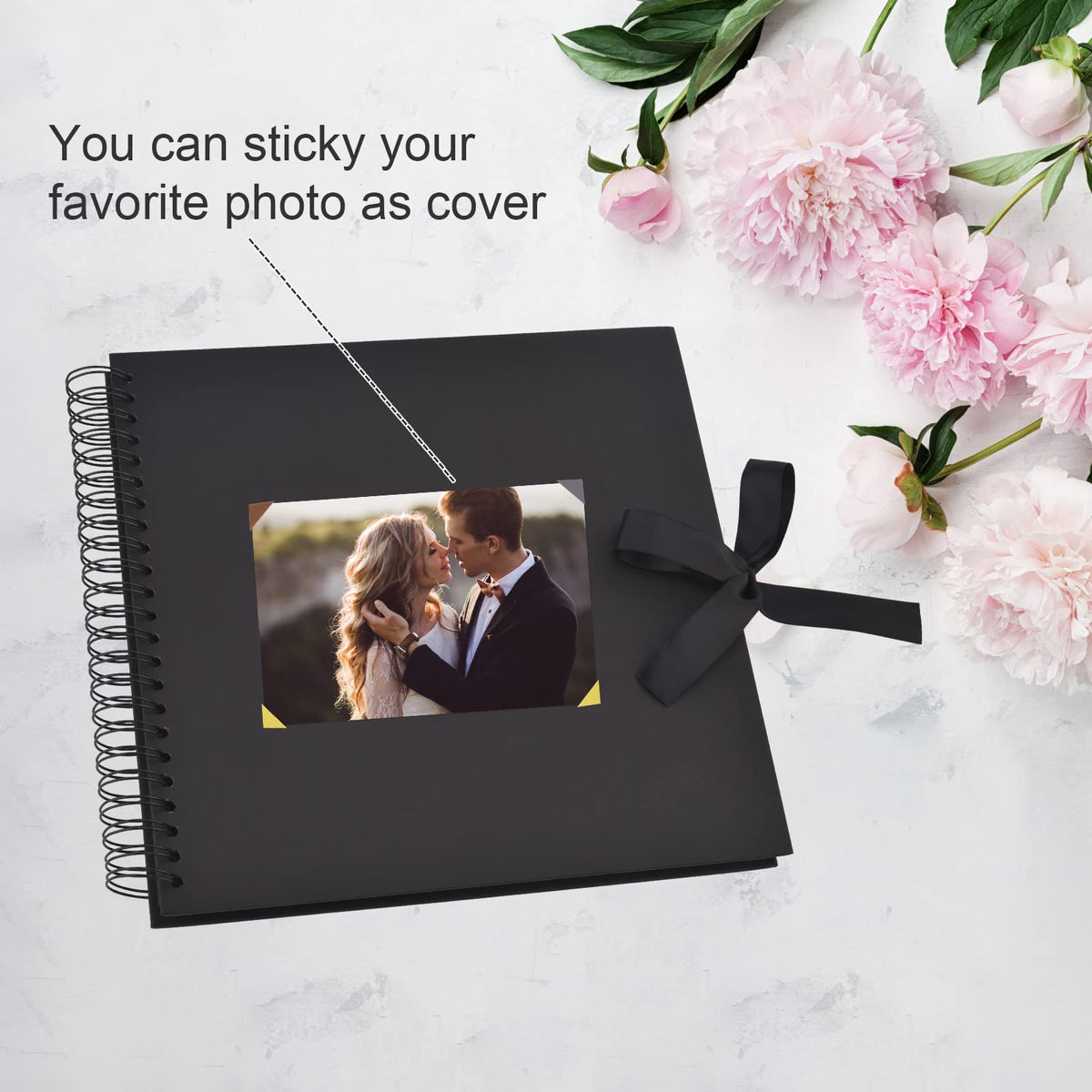 Gotideal 80 Pages Scrapbook Album with 10 Metallic Markers, Black