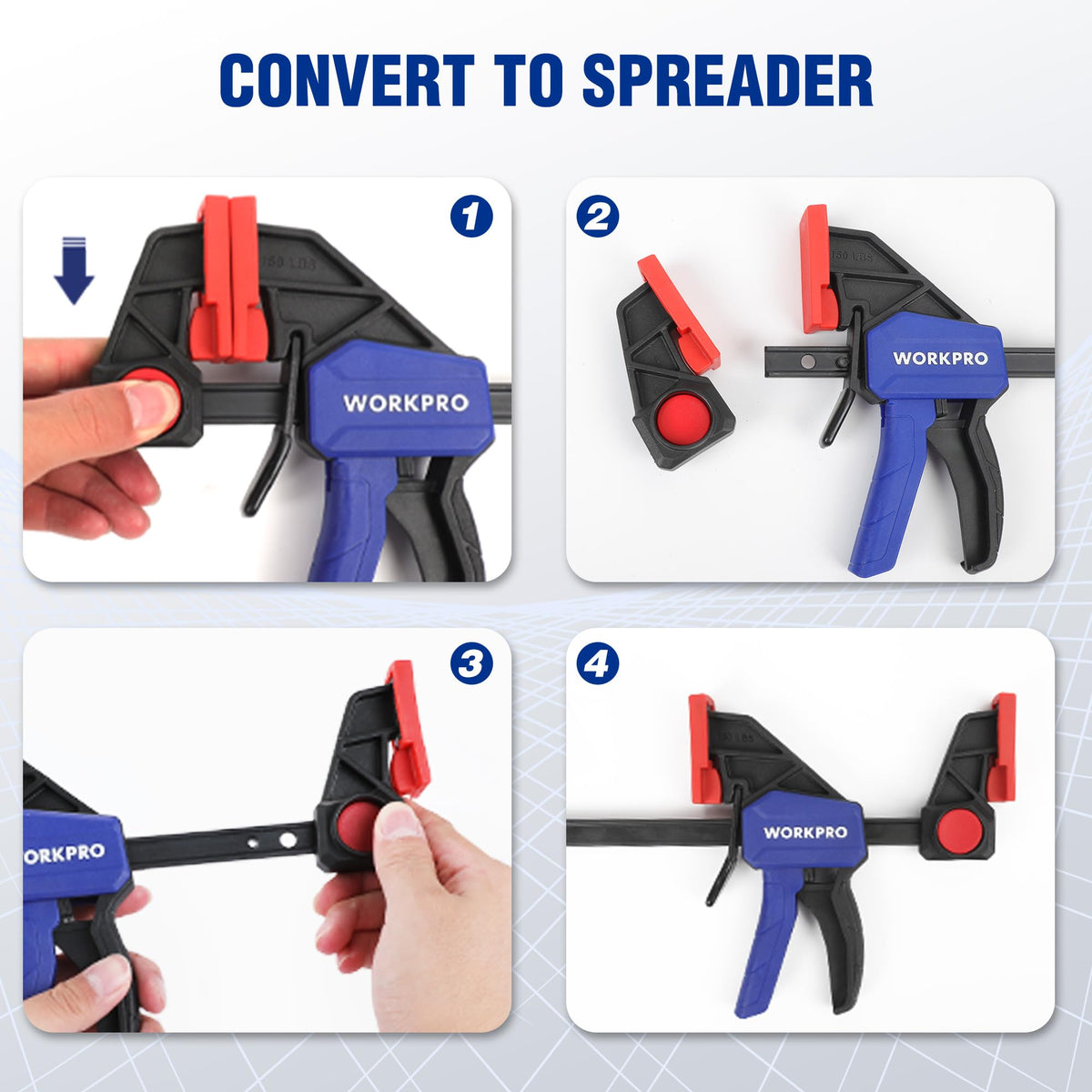 WORKPRO 6" Mini Bar Clamps for Woodworking, 50 lbs Load Limit, 2-Pack