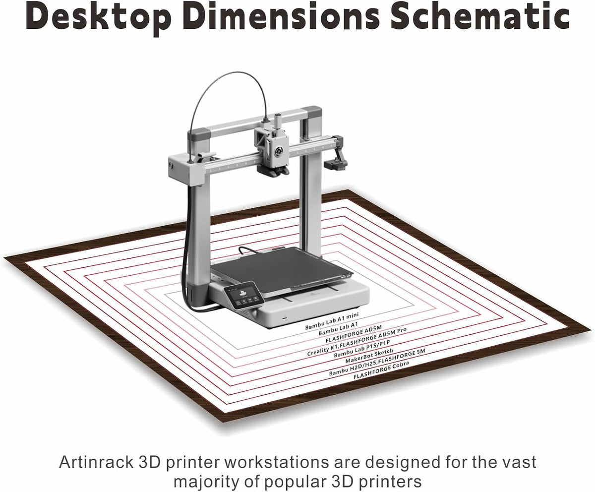 3D Printer Stand with Double Layer 3D Printer Filament Storage Rack, TR22 Heavy Duty Mobile Printer Table with Wheels for Studio Office Storage and Organization