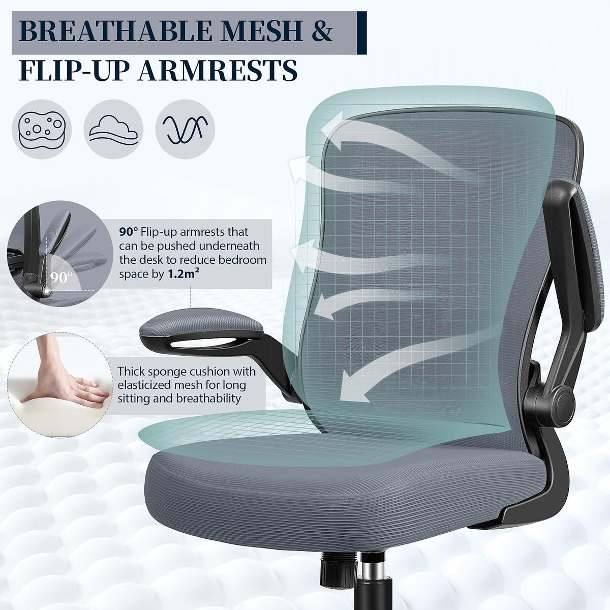 FelixKing Office Chair, Ergonomic Comfy Desk Chair with Flip-up Armrests