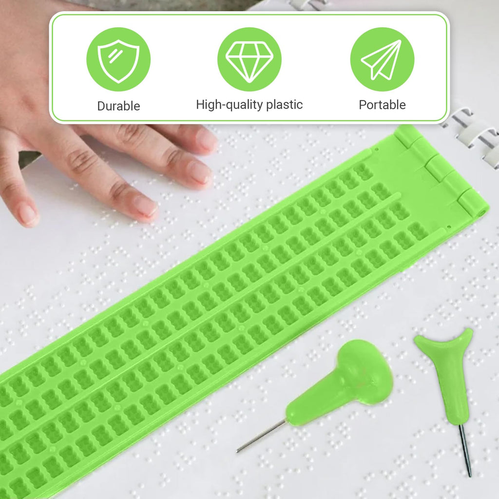 Tactile Braille Geometry Set for Blind & Visually Impaired Students, 6-Piece Math Tools Kit with Ruler, Protractor, 30°/60° Triangles for Special Education