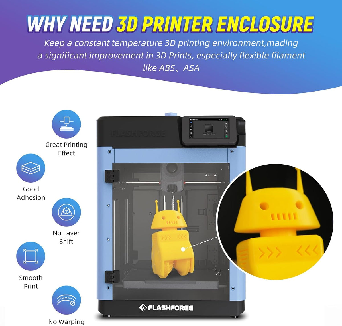 Official FLASHFORGE AD5M 3D Printer Enclosure 3MM PC Kit,DIY Enclosure Kit