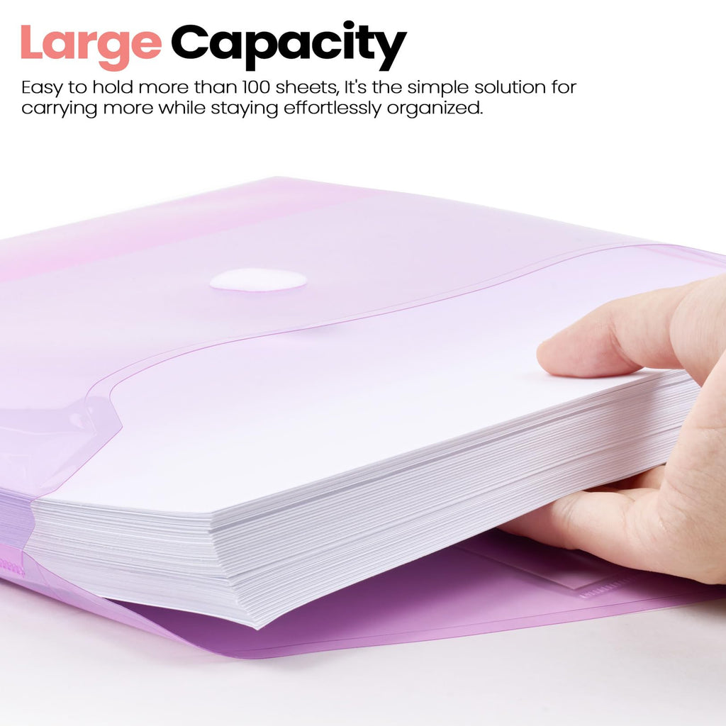 Sooez 10 Pack File Folders, Clear Poly Envelopes Plastic Folders A4 Pouch