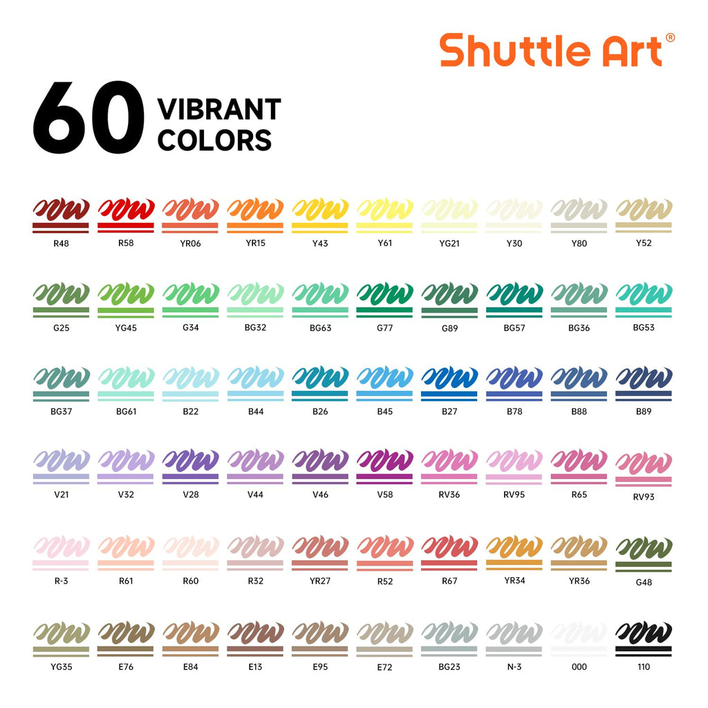 Shuttle Art 96 Colors Dual Tone Refillable Acrylic Markers with 100 Refills